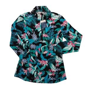 Tommy Bahama Golf Women’s Small 1/4 Zip Tropical Palm Long Sleeve Top NWT